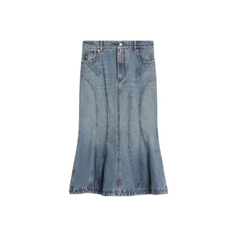 SportMa Denim Long Skirts Women's Sky Blue-0