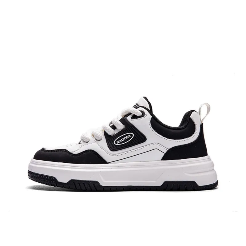 NAUTICA Abrasion Resistant Height Increasing Low Top Skateboard Shoes Men's White Black-0