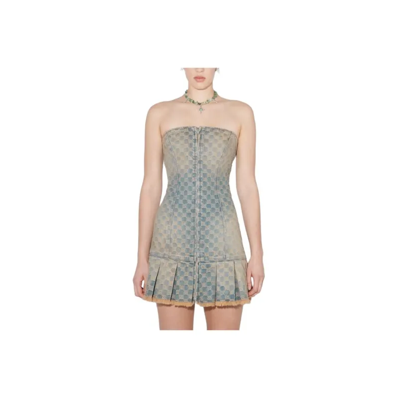Misbhv Strapless Denim Mini Dress-0