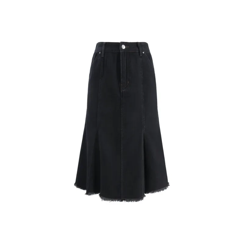 UNIFREE Denim Long Skirts Women's Black Gray Color-0