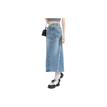 Mu Xiao Xin Denim Long Skirt Women's Light Blue