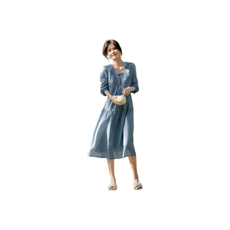 XWI Long Sleeved Dress Women's Tranquil Blue-0