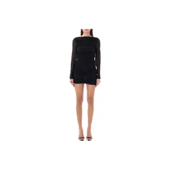 THE ANDAMANE Petra Long-Sleeve Mini Dress