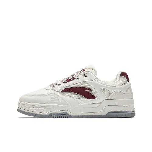 Anta Abrasion Resistant Lightweight Height Increasing Low Top Skateboard Shoes Women's White Red