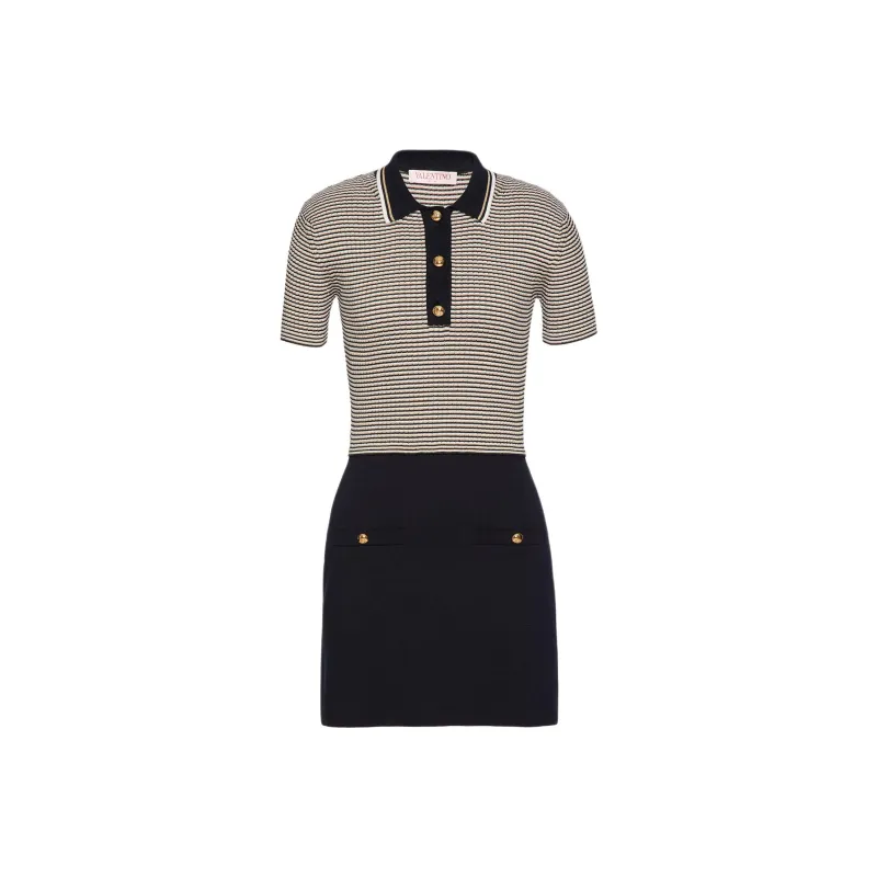 Valentino Striped Short Sleeved Polo Dress-0