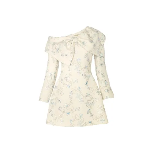MIMI PLANGE Long Sleeved Dress Women's Plain White Floral