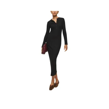 REFORMATION Lani Knit Dress Long-Sleeved Dresses Women's Black