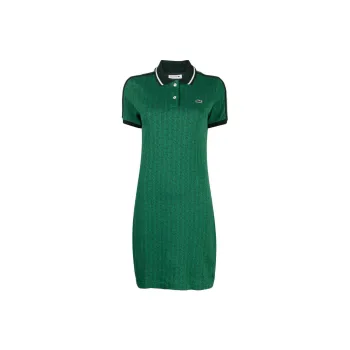 LACOSTE Monogram-jacquard Stretch-cotton Polo Dress