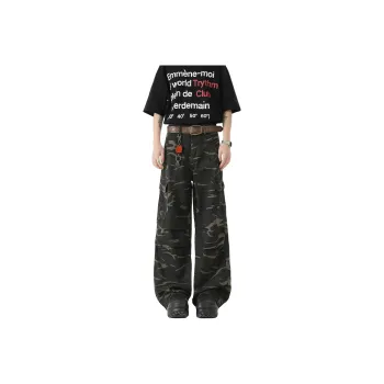 BENGEN Cargo Pants Unisex Camouflage Yellow