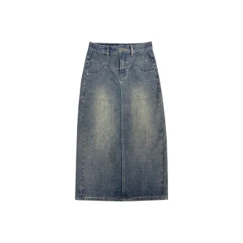 ZAZN Denim Long Skirts Women's Starry Sky Pattern