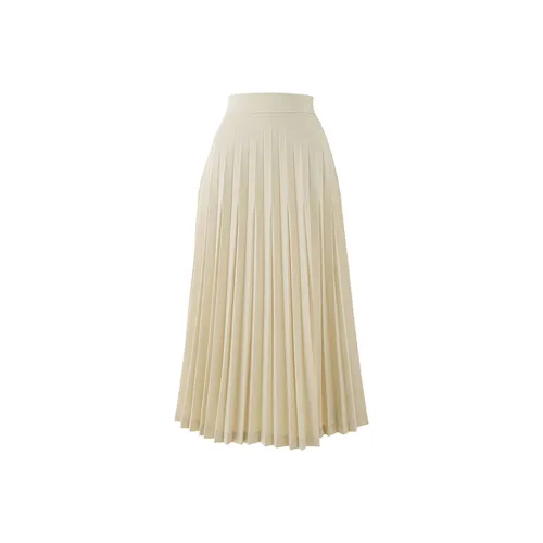 SOON FLOWER Casual Long Skirts Women's Beige Apricot