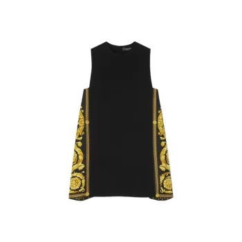 VERSACE Barocco Panelled Printed Sleeveless Mini Dress