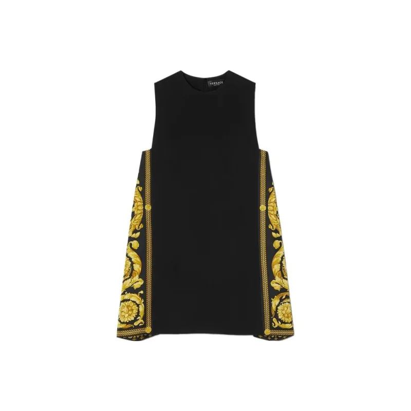 VERSACE Barocco Panelled Printed Sleeveless Mini Dress-0