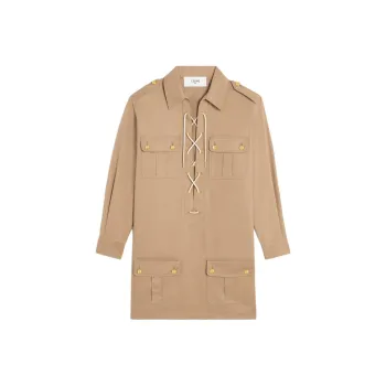 CELINE Saharienne Mini Dress In Cotton Linen