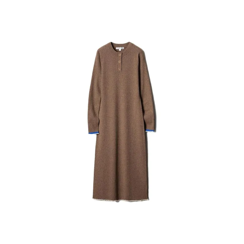 Jw Anderson X UNIQLO Jw Anderson Co-Branded Series Long-Sleeved Dresses Women's Dark Khaki-0