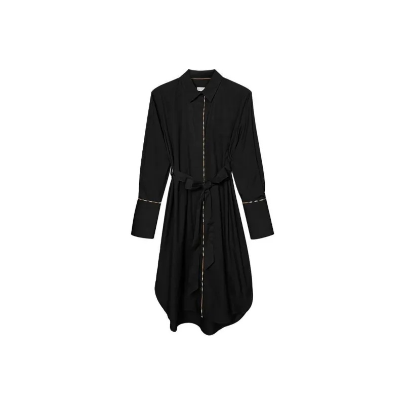 Burberry Long Sleeved Dresses Women's Black-0