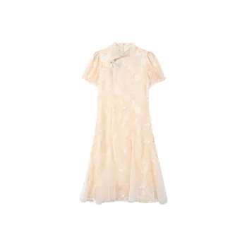 Adeworn Short Sleeved Dress Women's Apricot