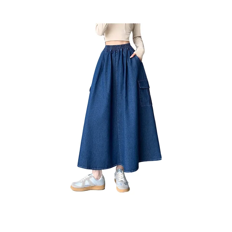 MM Denim Long Skirts Women's Dark Blue-0