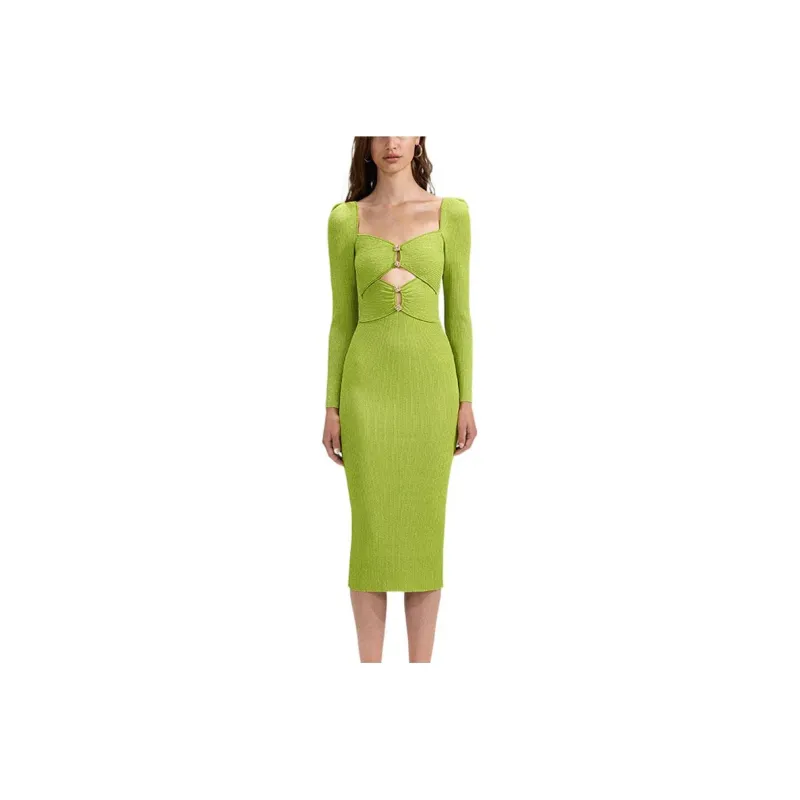 Self portrait Long Sleeved Dresses Women's Fruit Green-0