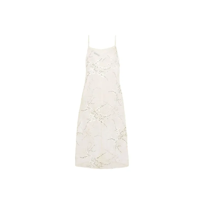 PRADA Embroidered Silk Organza Midi Dress-0