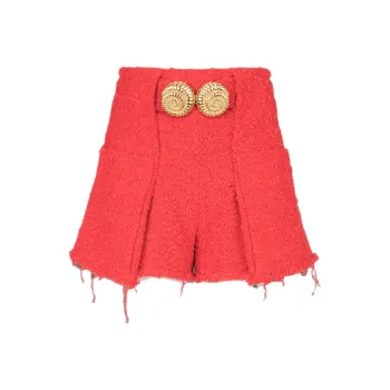 BALMAIN High Waist Tweed Shorts