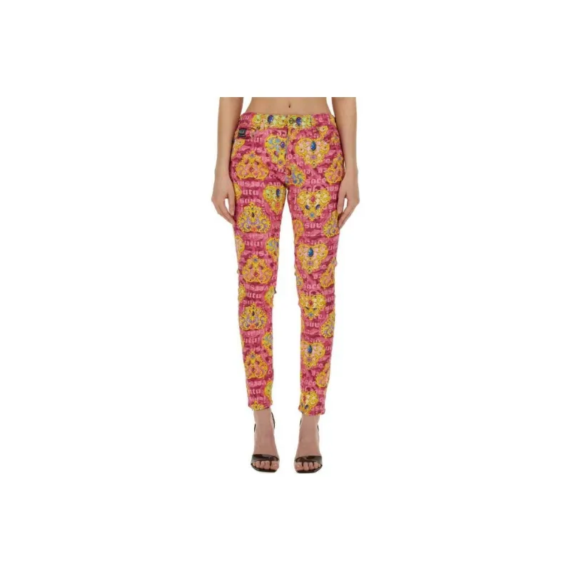 VERSACE JEANS Heart Couture Print Skinny Jeans-0