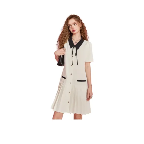 ELF SACK Short-Sleeved Dresses Women's Cream Beige