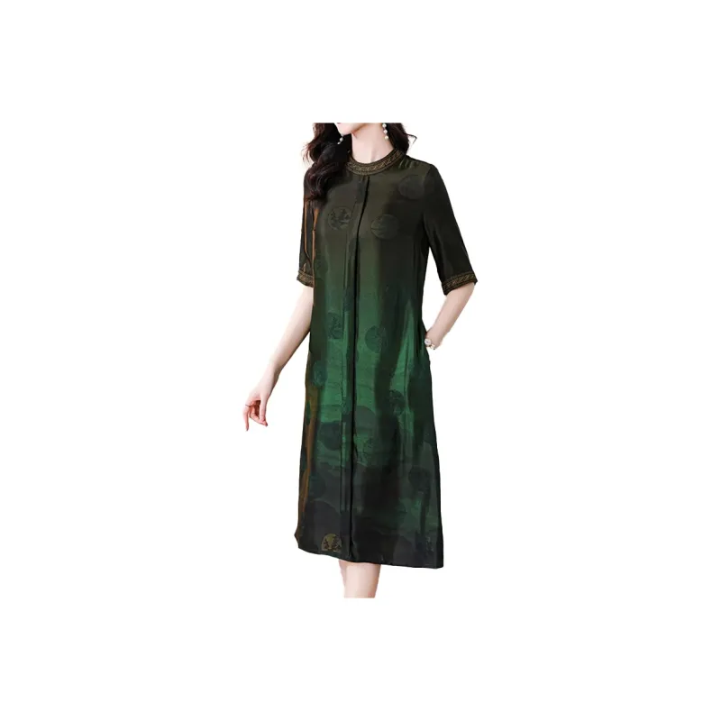 Mapping Short Sleeved Dresses Women's Dark Green-0