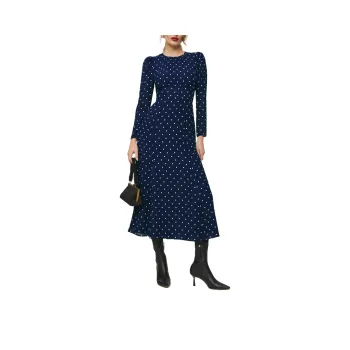 REFORMATION Lysander Dress Long-Sleeved Dresses Women's Danube Blue