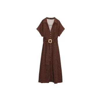 ZARA Short Sleeved Dresses Women's Red With White Dot