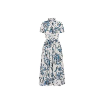 DIOR Short-Sleeved Dresses Women's White/Pink Midnight Blue