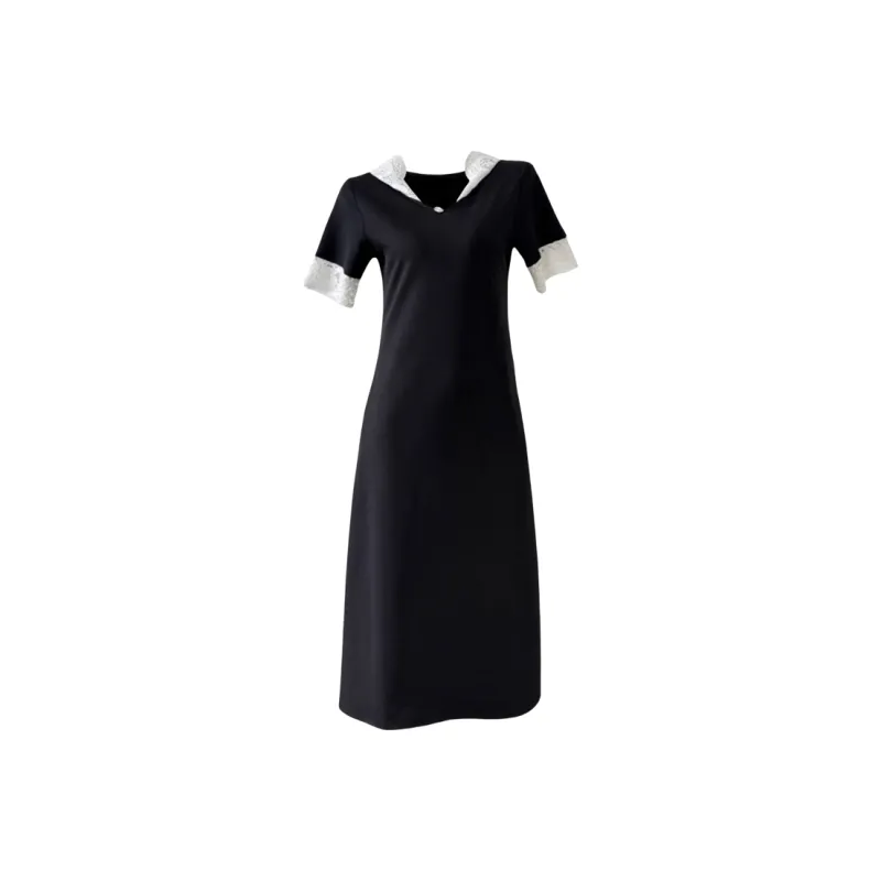 AFGGD Short Sleeved Dress Women's Black-0