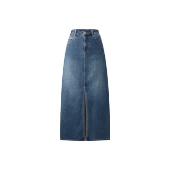 HLA Denim Long Skirts Women's Blue Gray Denim Gradient