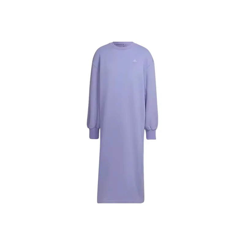 adidas Women's Fleece Crewneck Dress Light Purple-0