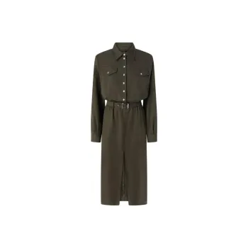 PINKO Utility Style Belted Shirt Dress