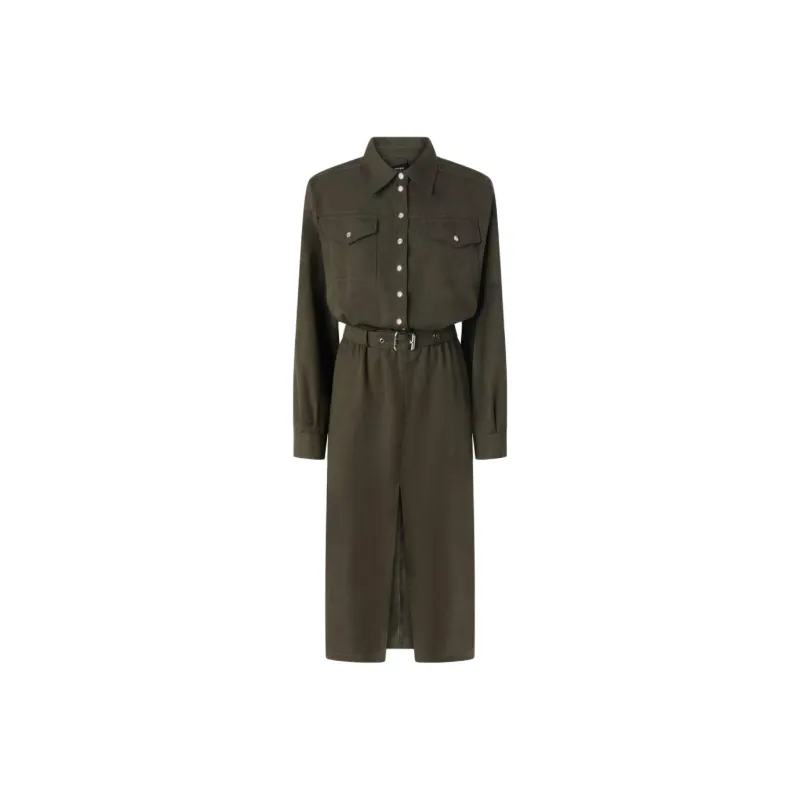 PINKO Utility Style Belted Shirt Dress-0