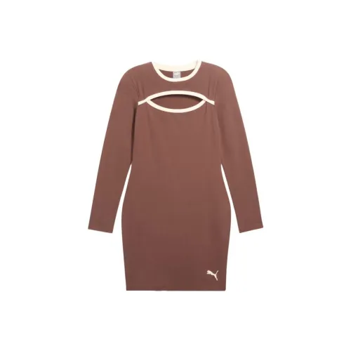 PUMA HER FW24 Long-Sleeved Dresses Women's Dark Coffee Brown