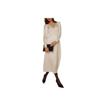 REFORMATION Morganna Dress Long-Sleeved Dresses Women's Ivory
