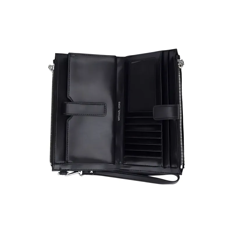 MICHAEL KORS Cow Leather Wrist Bags Clutches Wallets Women's Black-3