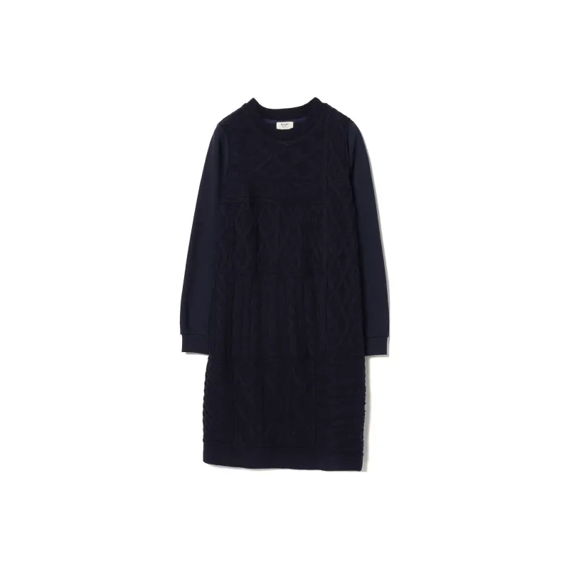 Beams HEART Long Sleeved Dress Women's Marine Blue-0