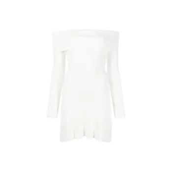 Self-portrait Off-shoulder Ribbed-knit Minidress