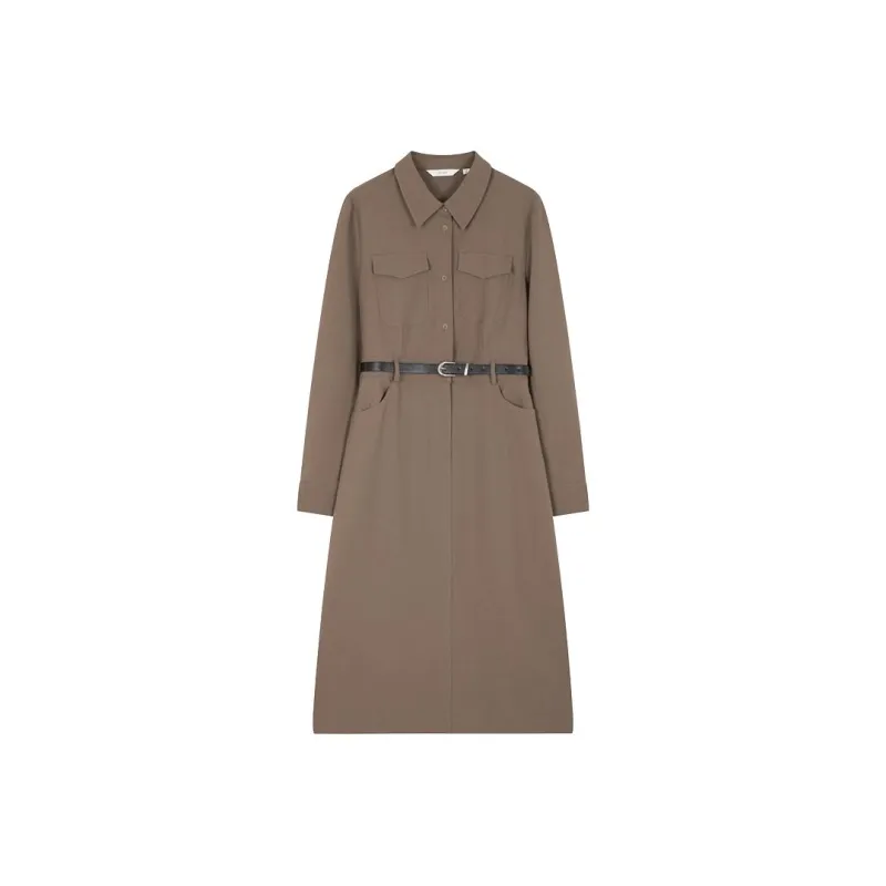 IHIMI Long Sleeved Dresses Women's Coffee-0