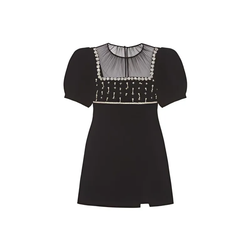Self portrait Short Sleeved Dresses Women's Black-0