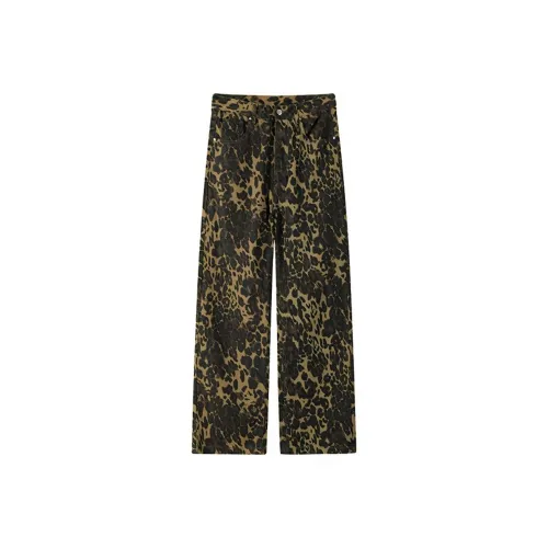 LESS BEARS Jeans Unisex Leopard Print
