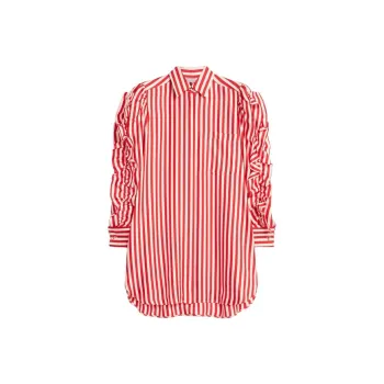 MaxMara Manna Collection Silk Shirt Dress Long-Sleeved Dresses Women's Red