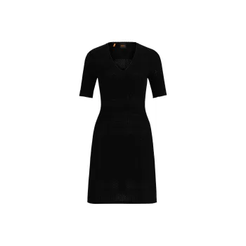 HUGO BOSS Short Sleeved Dresses Women's Pure Black