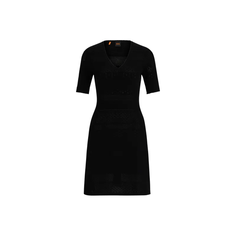 HUGO BOSS Short Sleeved Dresses Women's Pure Black-0