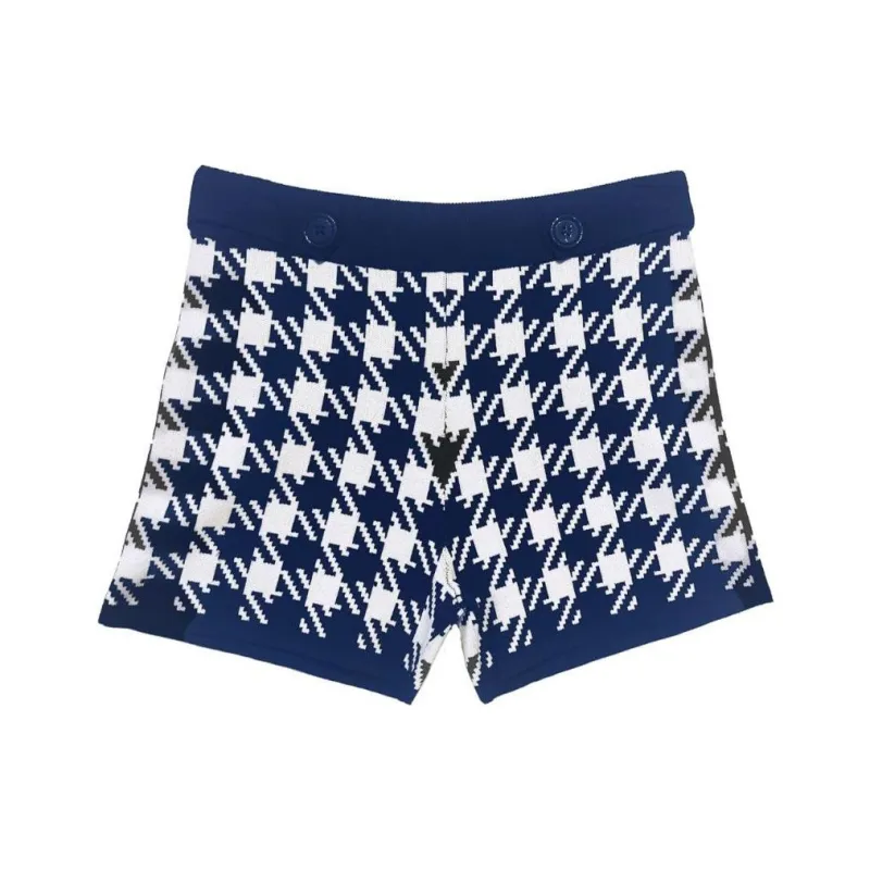 Fleur Du Mal Houndstooth intarsia Knitted Shorts-0