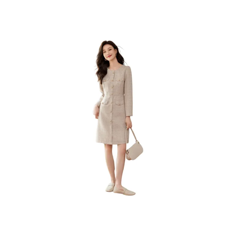 Mo Han Yi Mei Long Sleeved Dress Women's Oat-0