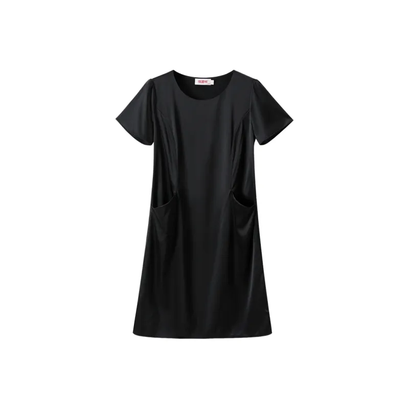 H YXIANG Short Sleeved Dresses Women's Black-0